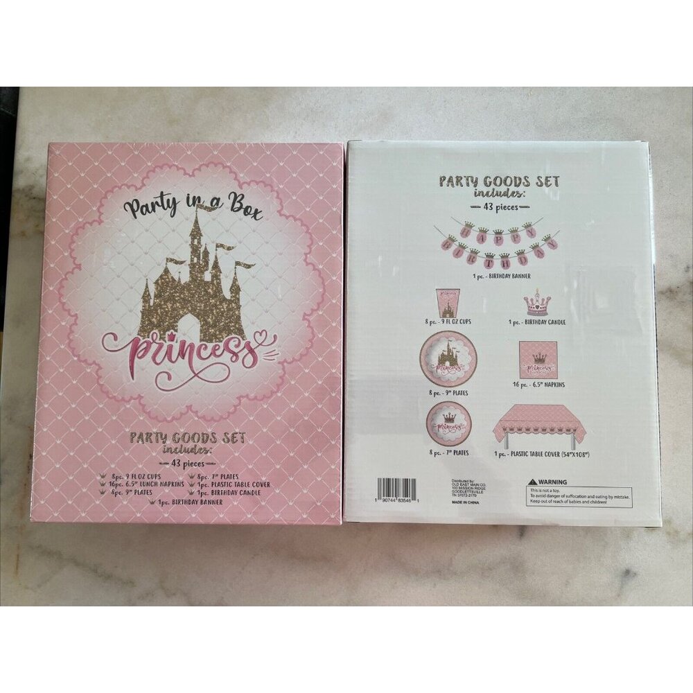 Set Of 2 Party In A Box 43 Piece Each 86‎ Total BirthdayParty Goods Set Princess